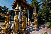 Vientiane, Laos - Wat Si Saket, the area around the temple precinct is filled with stupas, drum tower, open pavilion sheltering Buddha statues. 